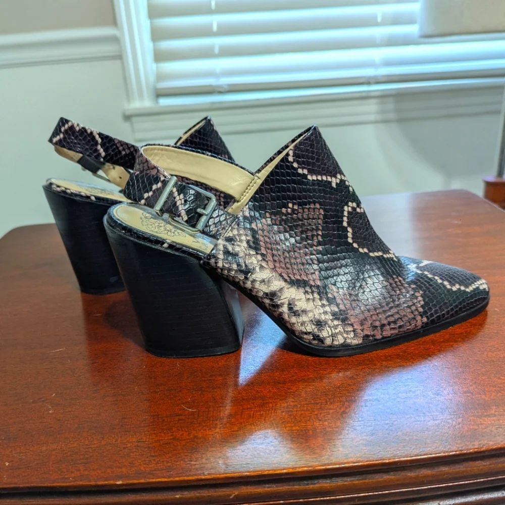 Vince Camuto Slingback Snakeprint Heels - Picture 1 of 6